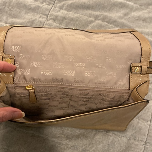 Never used Michael Kors Tan Patent Leather Shoulder Clutch Purse - Picture 4 of 4